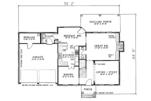 Floor Plan - Main Floor for Southern House Plan #17-2035 - 4 bed, 2.5 bath