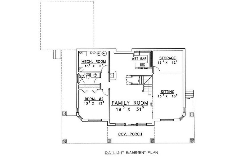 Home Plan - Floor Plan - Lower Floor for Cabin House Plan #117-512 - 2 bed, 3 bath