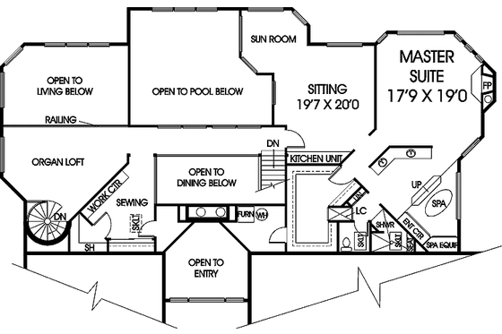 Floor Plan - Upper Floor for Mediterranean House Plan #60-934 - 4 bed, 4 bath