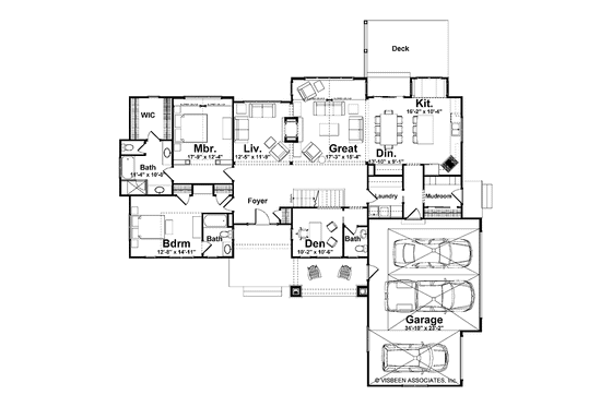 Floor Plan - Main Floor for Bungalow House Plan #928-169 - 2 bed, 2.5 bath