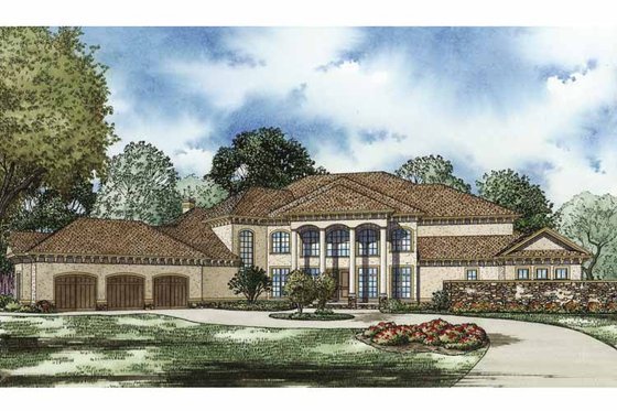 Exterior - Front Elevation 3 for Mediterranean House Plan #17-3282 - 4 bed, 4 bath