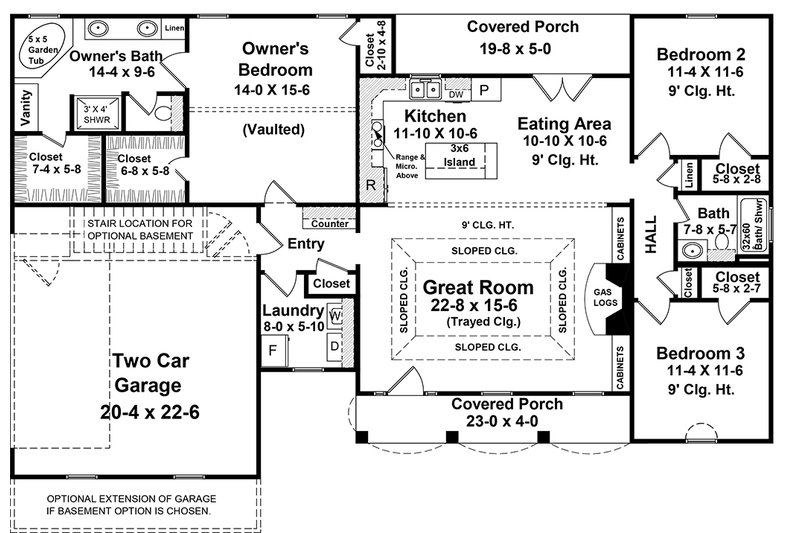 House Plan Design - Floor Plan - Main Floor 1 for Traditional House Plan #21-126 - 3 bed, 2 bath