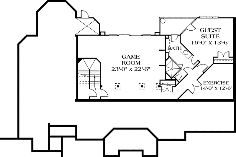 House Blueprint - Floor Plan - Lower Floor for Mediterranean House Plan #453-177 - 4 bed, 4.5 bath
