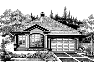 House Blueprint - Exterior - Front Elevation for Ranch House Plan #47-1008 - 3 bed, 2 bath