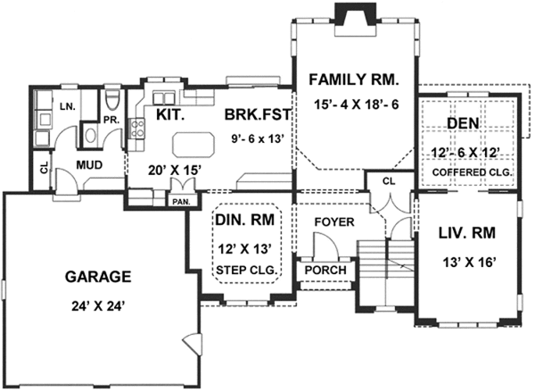Dream House Plan - Traditional Floor Plan - Main Floor Plan #1001-86