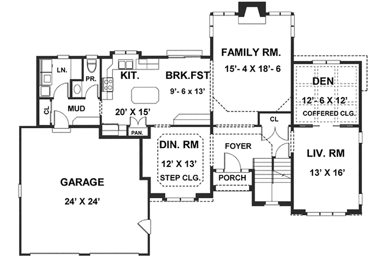 Home Plan - Floor Plan - Main Floor for Traditional House Plan #1001-86 - 4 bed, 2.5 bath