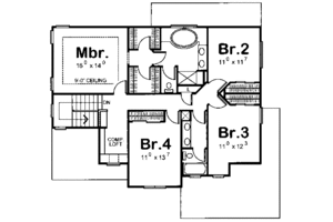 Floor Plan - Upper Floor for Traditional House Plan #20-2232 - 4 bed, 2.5 bath