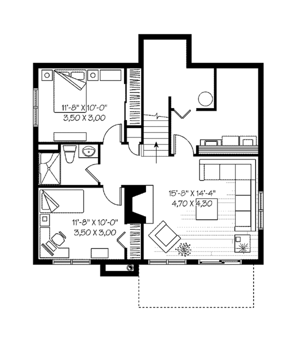 Contemporary Floor Plan - Lower Floor Plan #23-2425