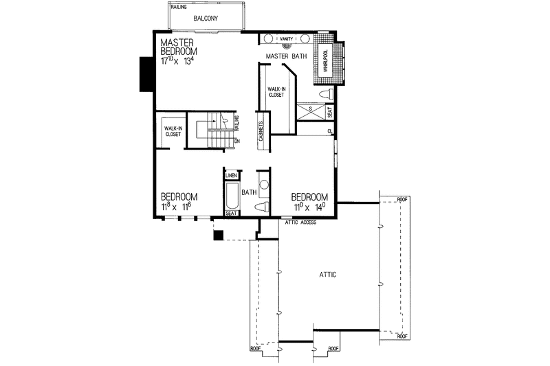 Home Plan - Floor Plan - Upper Floor for Contemporary House Plan #72-853 - 3 bed, 2.5 bath