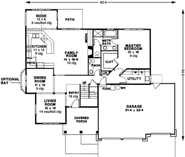 House Plan Design - Country Floor Plan - Main Floor Plan #966-48