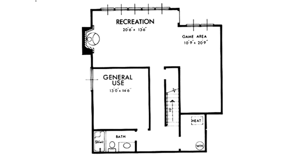 Home Plan - Prairie Floor Plan - Lower Floor Plan #320-1188