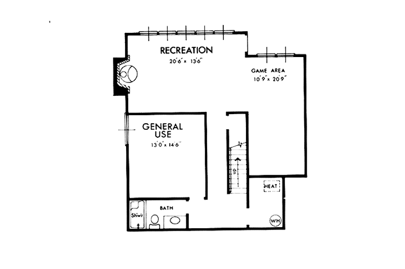 House Plan Design - Floor Plan - Lower Floor for Prairie House Plan #320-1188 - 3 bed, 3 bath