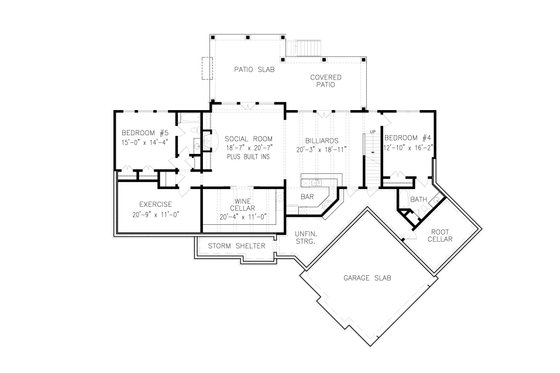 Floor Plan - Lower Floor for Craftsman House Plan #54-416 - 3 bed, 2.5 bath