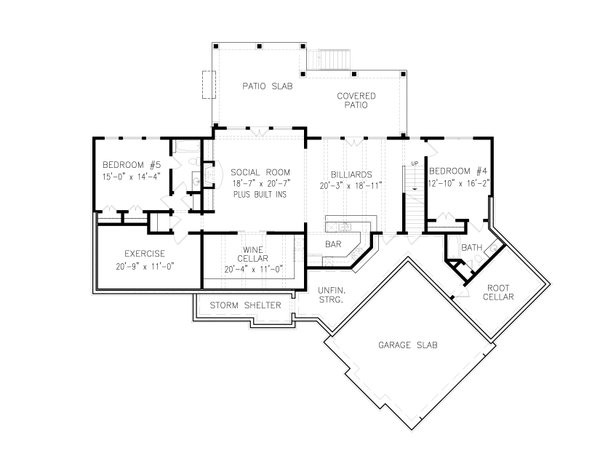 Architectural House Design - Craftsman Floor Plan - Lower Floor Plan #54-416