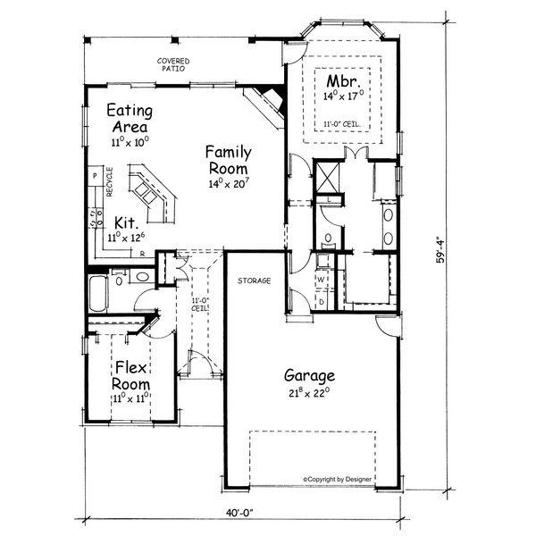 Dream House Plan - Floor Plan - Main Floor for Traditional House Plan #20-1611 - 2 bed, 2 bath