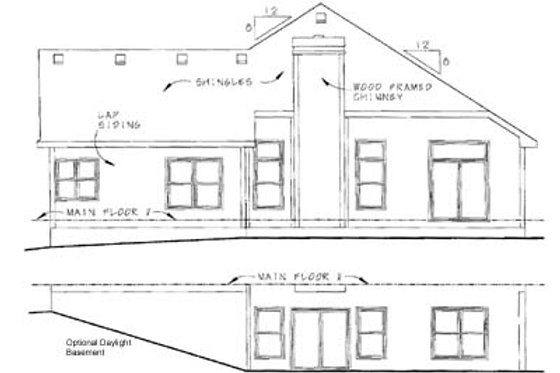 Exterior - Rear Elevation for Craftsman House Plan #20-127 - 2 bed, 2 bath