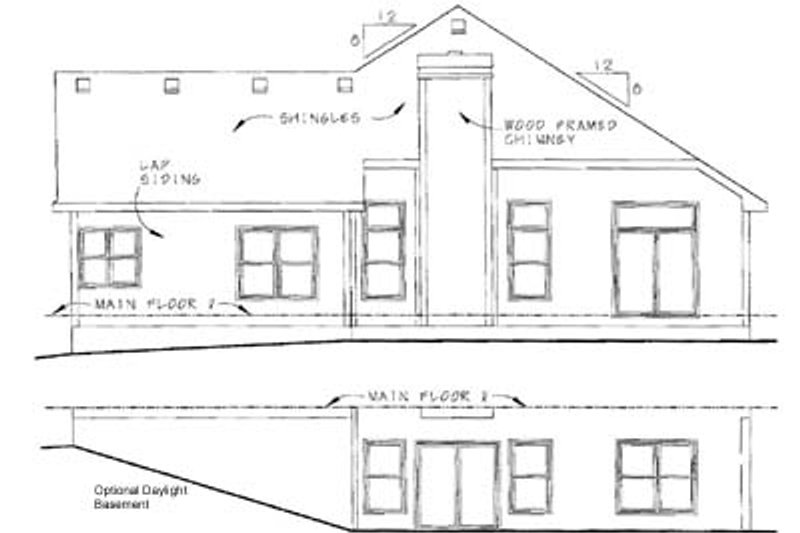 Home Plan - Exterior - Rear Elevation for Craftsman House Plan #20-127 - 2 bed, 2 bath