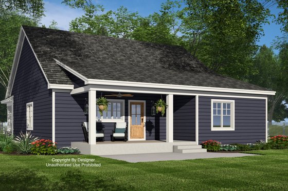 Exterior - Rear Elevation 2 for Craftsman House Plan #51-1400 - 3 bed, 2 bath