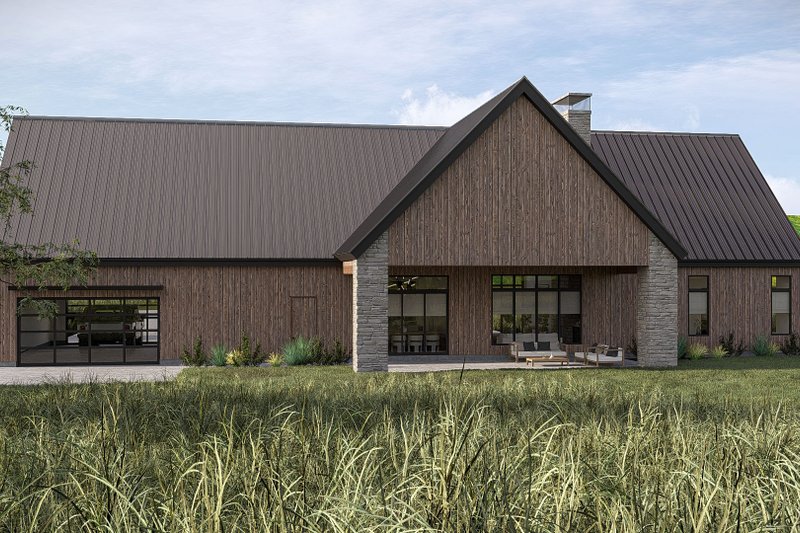 Architectural House Design - Exterior - Rear Elevation for Barndominium House Plan #455-825 - 2 bed, 2.5 bath