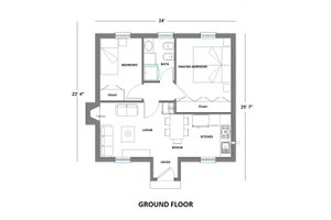 Floor Plan - Main Floor for European House Plan #542-5 - 2 bed, 1 bath