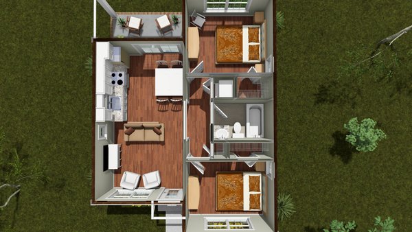 House Plan Design - Floor Plan - Main Floor 1 for Cottage House Plan #513-2450 - 2 bed, 1 bath