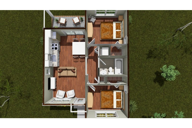 House Blueprint - Floor Plan - Main Floor 1 for Cottage House Plan #513-2450 - 2 bed, 1 bath