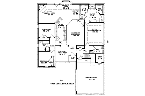Floor Plan - Main Floor for Traditional House Plan #81-1103 - 3 bed, 3 bath