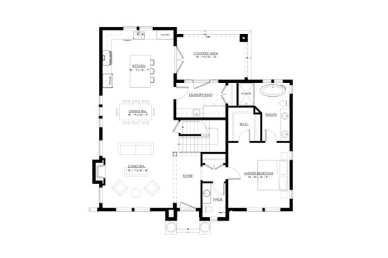 Floor Plan - Main Floor for European House Plan #1114-65 - 3 bed, 2.5 bath