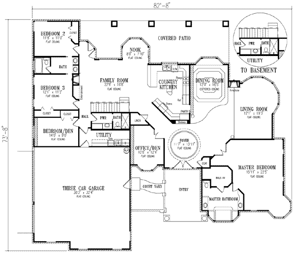 Adobe / Southwestern Floor Plan - Main Floor Plan #1-755