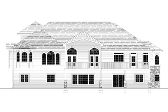 Exterior - Rear Elevation for European House Plan #112-227 - 5 bed, 5.5 bath