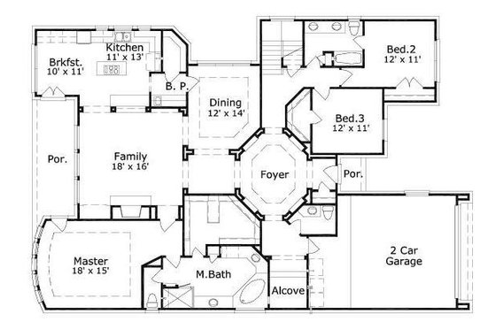 Floor Plan - Main Floor for European House Plan #411-718 - 3 bed, 3.5 bath