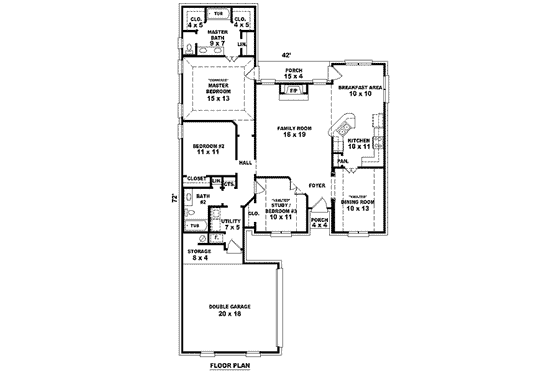 Floor Plan - Main Floor for European House Plan #81-815 - 2 bed, 2 bath