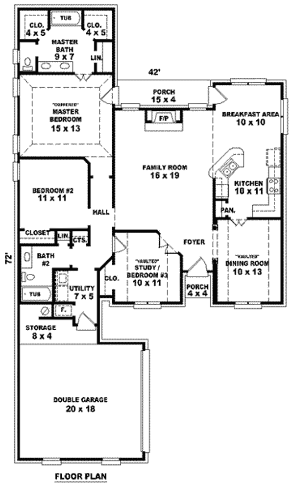Floor Plan - Main Floor for European House Plan #81-815 - 2 bed, 2 bath
