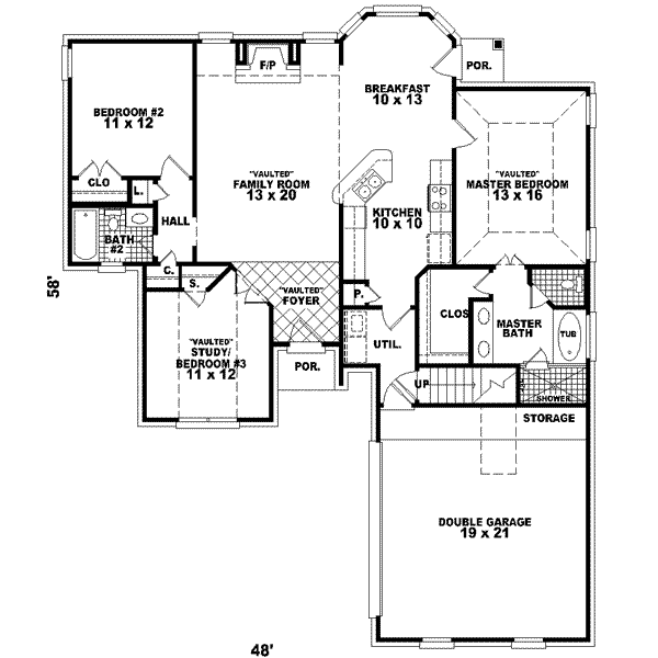Colonial Floor Plan - Main Floor Plan #81-513