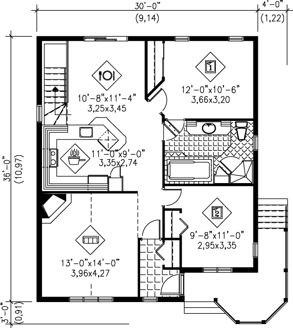 House Blueprint - Cottage Floor Plan - Main Floor Plan #25-186