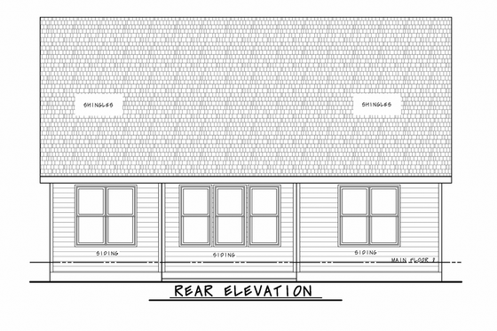 Exterior - Rear Elevation for Craftsman House Plan #20-2348 - 3 bed, 2 bath