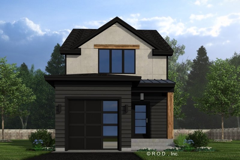 House Design - Exterior - Front Elevation 3 for Modern House Plan #51-1311 - 2 bed, 2.5 bath