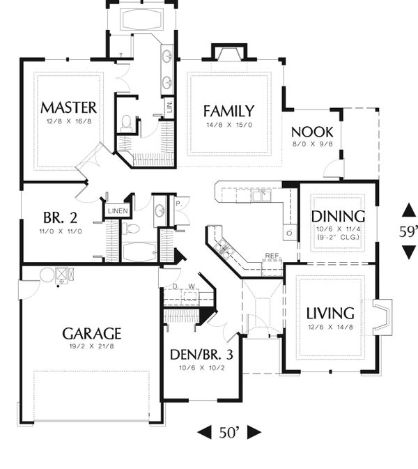 Ranch Floor Plan - Main Floor Plan #48-592