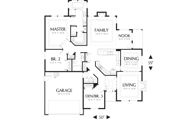 Home Plan - Floor Plan - Main Floor for Ranch House Plan #48-592 - 3 bed, 2 bath