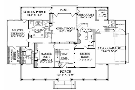 Floor Plan - Main Floor for Farmhouse House Plan #137-282 - 4 bed, 3.5 bath