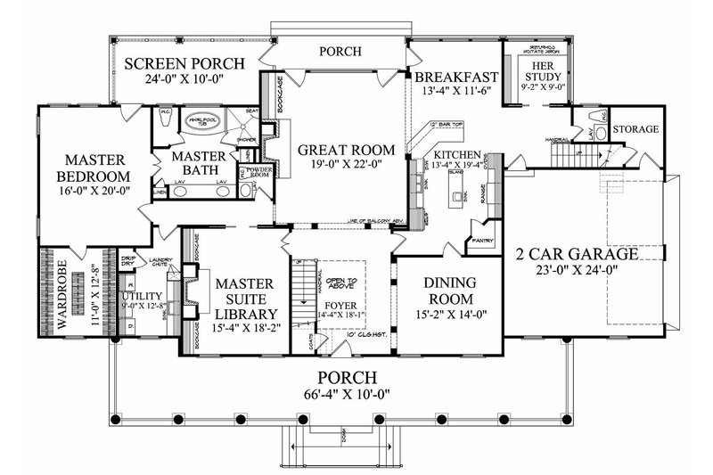 Home Plan - Floor Plan - Main Floor for Farmhouse House Plan #137-282 - 4 bed, 3.5 bath