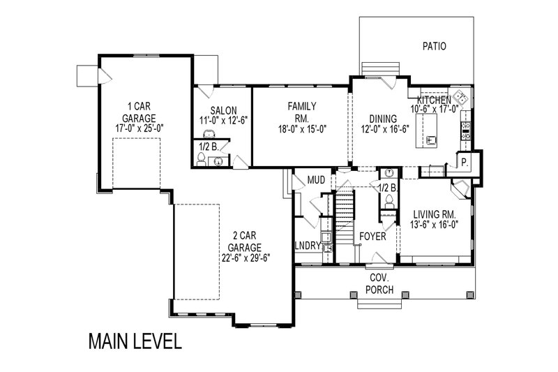 Home Plan - Floor Plan - Main Floor for Traditional House Plan #920-80 - 6 bed, 4 bath
