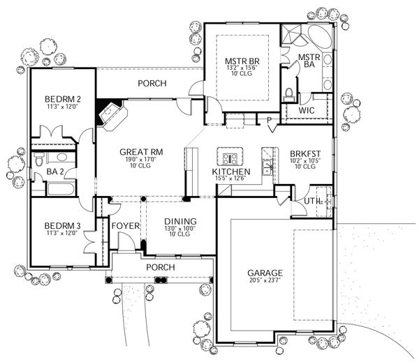 House Blueprint - Traditional Floor Plan - Main Floor Plan #80-111