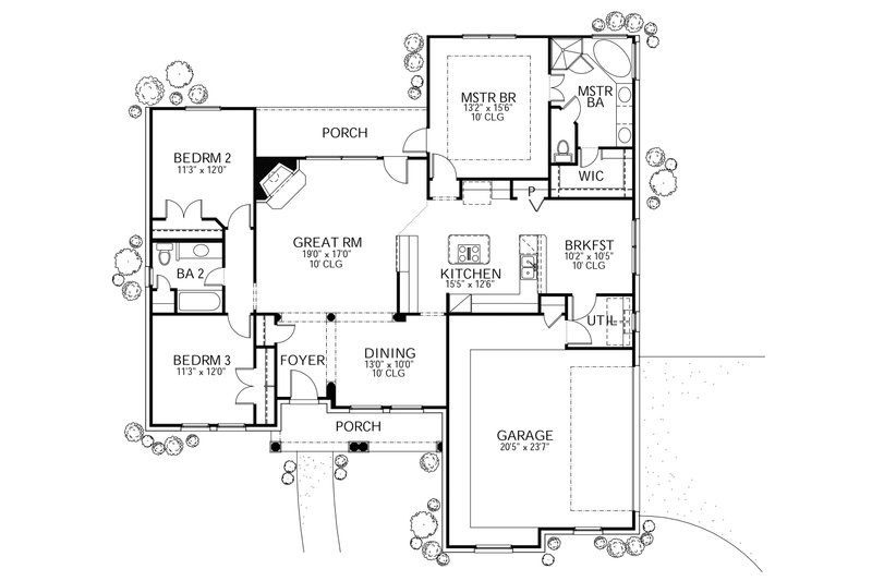 Dream House Plan - Floor Plan - Main Floor for Traditional House Plan #80-111 - 3 bed, 2 bath