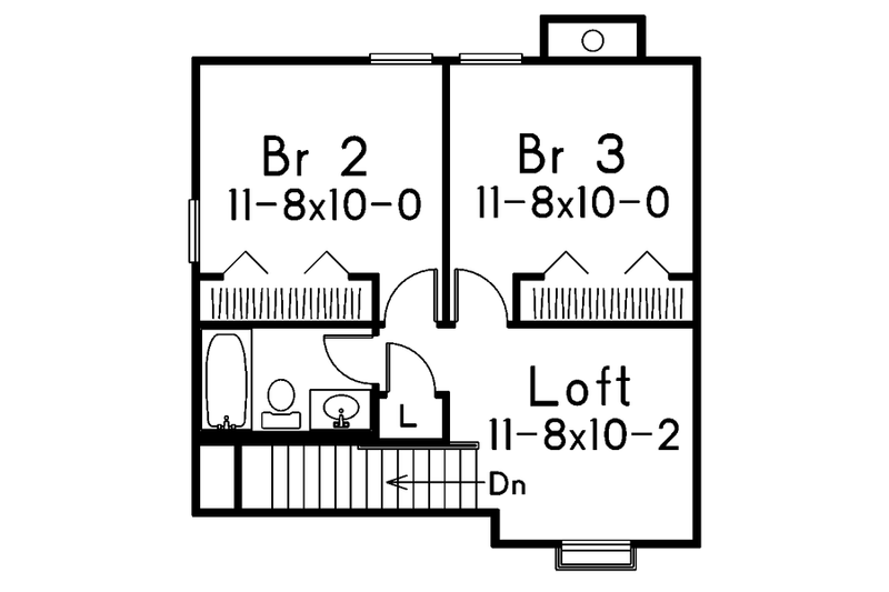 Dream House Plan - Floor Plan - Upper Floor for European House Plan #57-155 - 3 bed, 2.5 bath