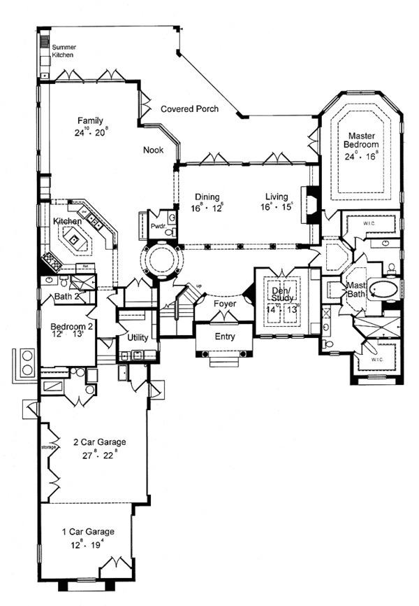 House Design - Mediterranean Floor Plan - Main Floor Plan #417-764