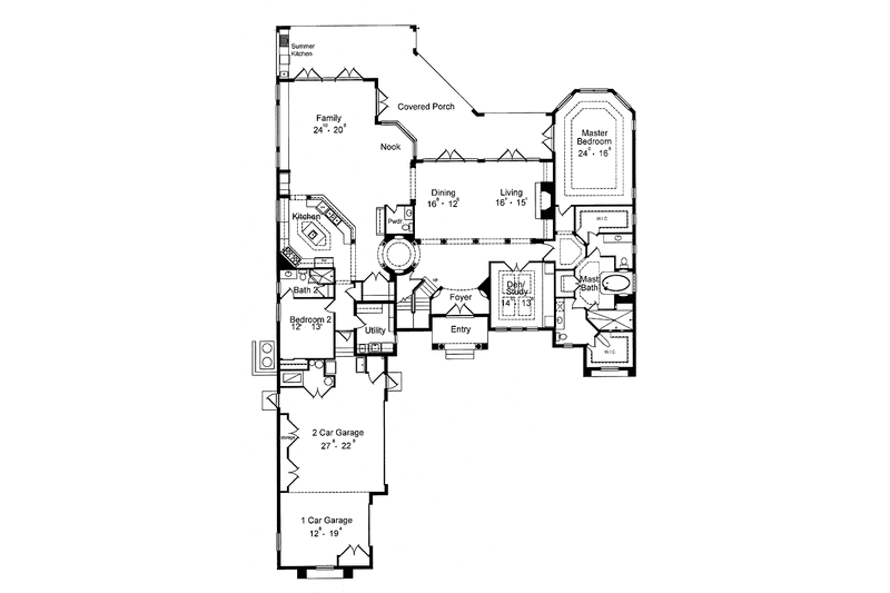 Home Plan - Floor Plan - Main Floor for Mediterranean House Plan #417-764 - 4 bed, 4.5 bath