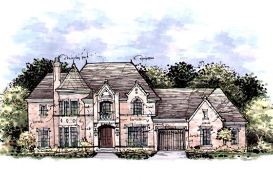Exterior - Front Elevation for European House Plan #141-336 - 5 bed, 4.5 bath