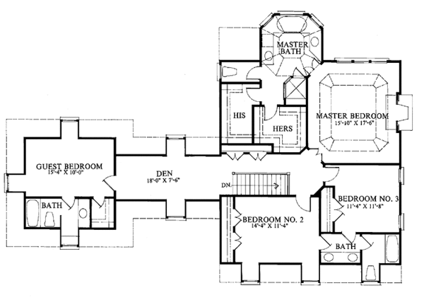Architectural House Design - Colonial Floor Plan - Upper Floor Plan #429-92