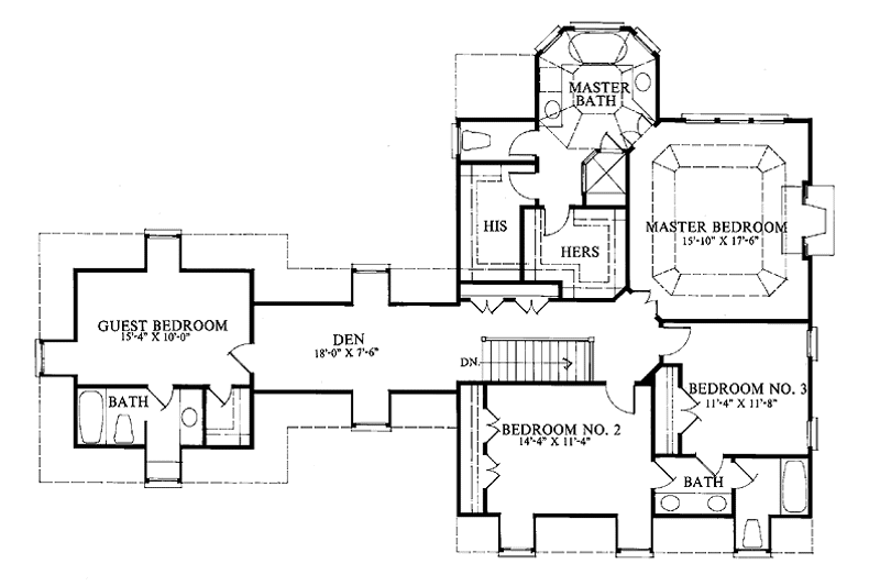 Home Plan - Floor Plan - Upper Floor for Colonial House Plan #429-92 - 4 bed, 3.5 bath
